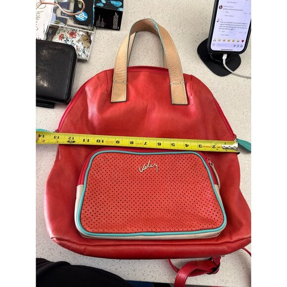 Velez 100% Leather Mini Backpack Multicolor Red Bag Size Small - Picture 12 of 12